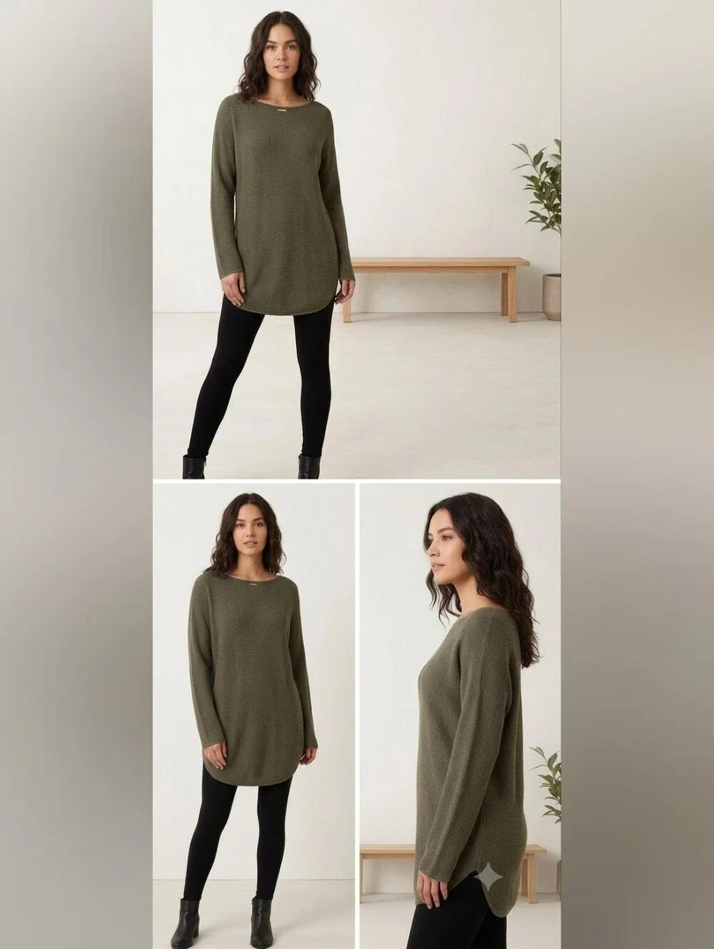 Michael Kors Women’s Waffle Olive Knit Tunic Sweater Medium/Large